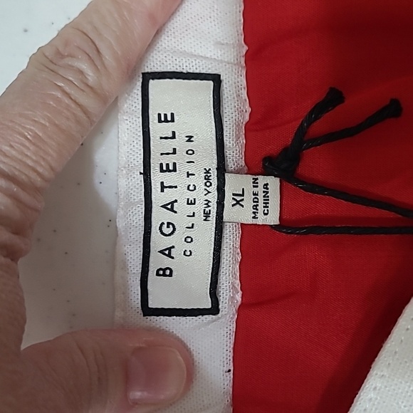 NWT Bagatelle Collection Red Linen Blend Faux Wrap Skirt With White Trim size XL - Picture 4 of 10